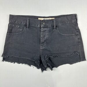 Melville Fabbrica Di Cotone Washed Black Denim Raw Hem Button Fly Shorts 30